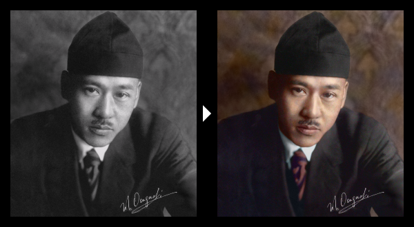 モノクロ写真のカラー化（色付け）のイメージ写真